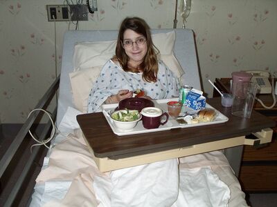 Mommy finally getting some food after I was born