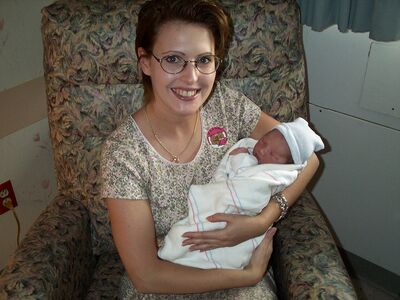 Aunt Anita holding me for the first time
