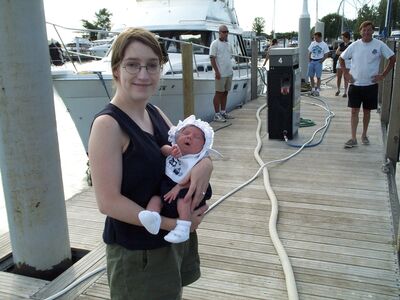 Mommy holding me…boat outfit and shoes