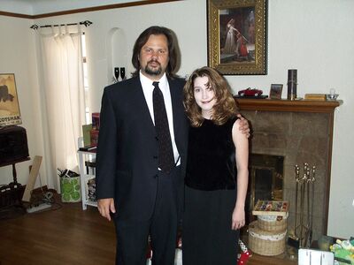 Mommy and Daddy all dressed up to go to Shawn's wedding