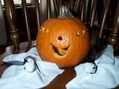 The limlims (I mean ghosts) with Emily's pumpkin