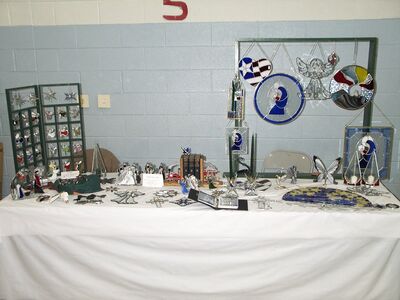 Grandpa Bill's stained glass display table