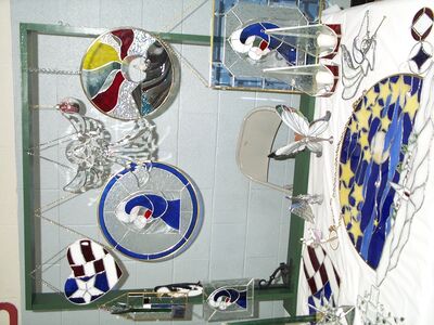 Grandpa Bill's stained glass display table