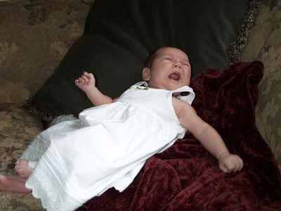 Me in white dress crying