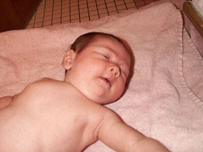 Me on peach towel