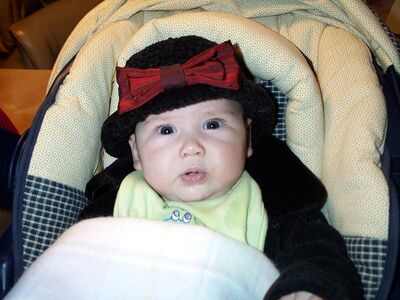 Me in frog bib and hat
