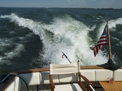 The wake of the boat