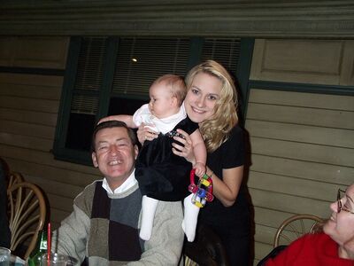 Grandpa Ted, Aunt Sue and Me grabbing Grandpa's head
