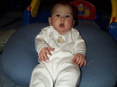 Me in the white puppy outfit screaming