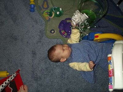 Me in the blue dress playing with ribbons
