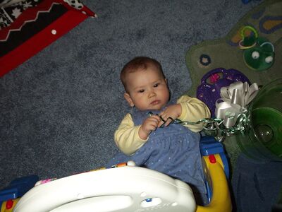 Me in the blue dress playing with ribbons