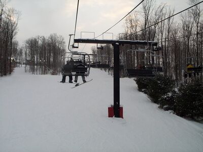 On the ski lift