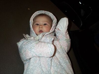 Me in my snowsuit dancing