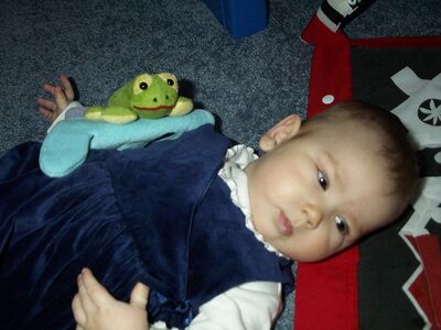 Me in my blue dress with the frog